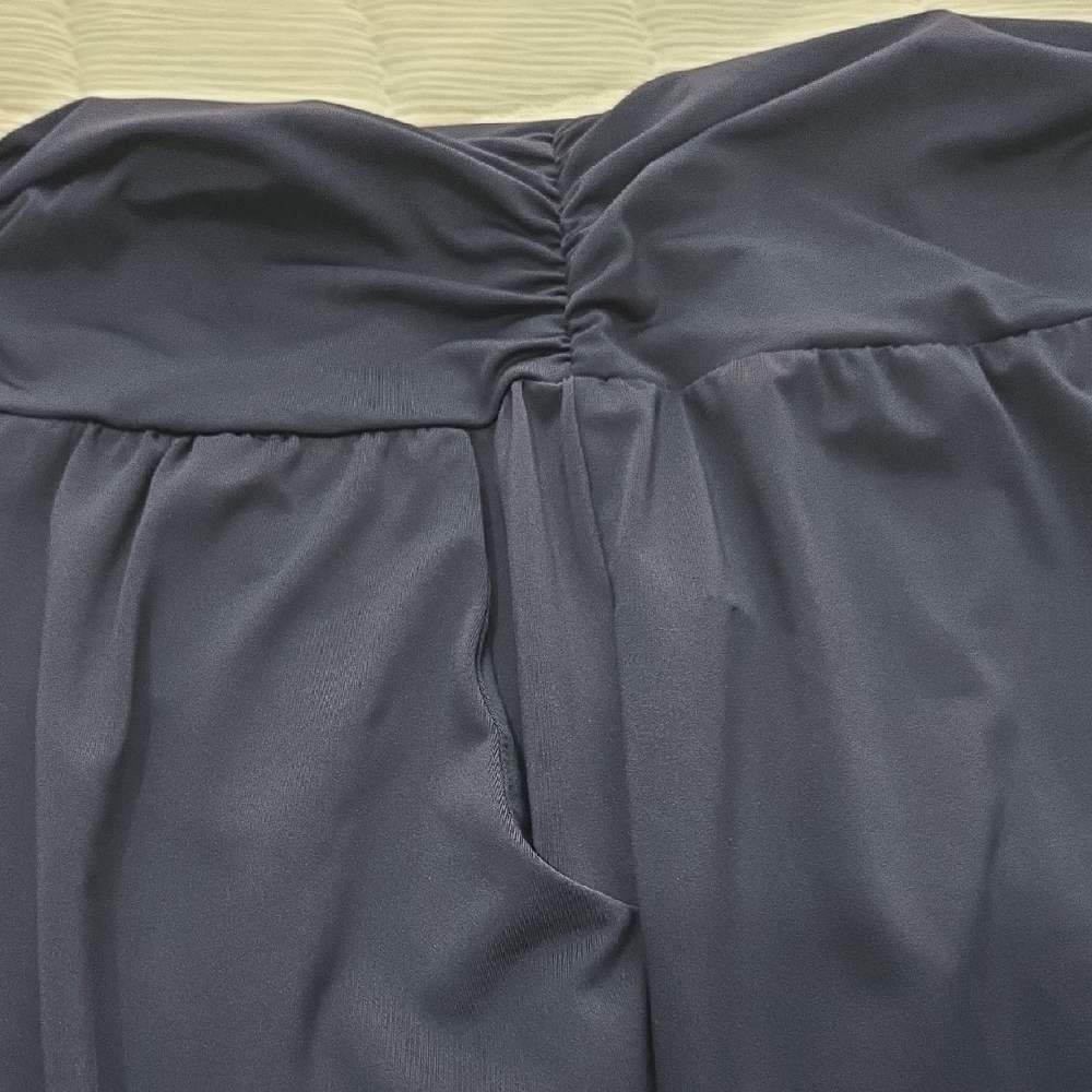 Wide Leg Flowing Palazzo Pants - Navy - Picture 4 of 8